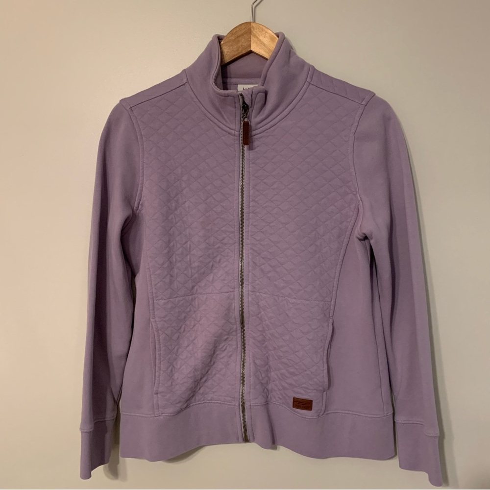 Women’s LLBean Quilted Full Zip Sweatshirt Rustic Purple Size Medium Petite MP